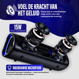 Muring Draadloze Bluetooth Speaker - Muziek Box - Tot 20 uur Afspeeltijd - TWS Pairing - Bluetooth 5.3 - Partybox - Luidspreker - Geluidsbox - Zwart — thumbnail 3