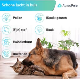 AtmosPure® CleanAir Luchtreiniger - Air Purifier met vervangbaar HEPA 13 + Koolstof filter - CADR 250 m³/h - Wit - Voor 98 m² - Filtert pollen, huisstofmijtallergenen en fijnstof - 3 standen + stille slaapstand - Luchtkwaliteit Sensor — thumbnail 5