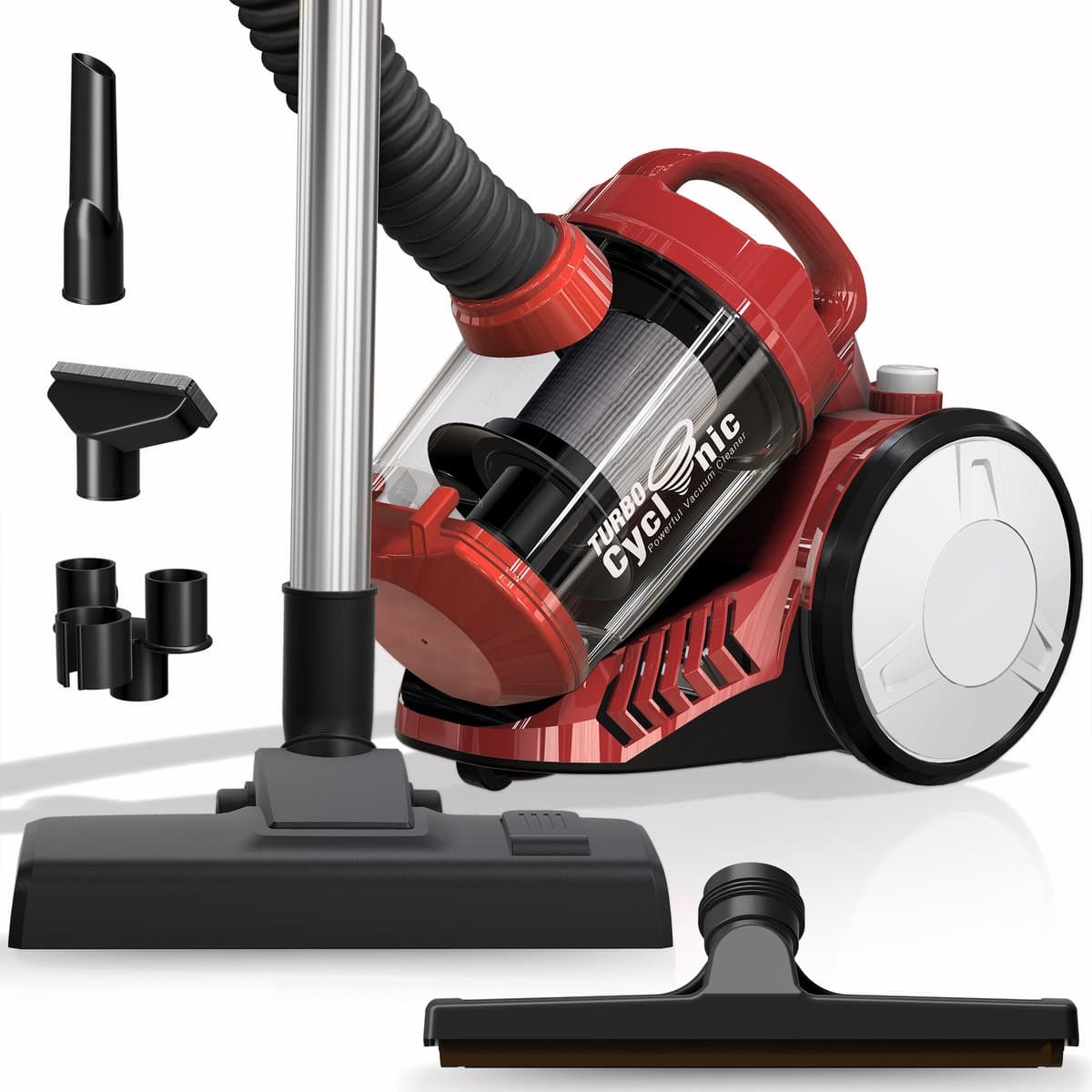 TurboTronic CV07 Stofzuiger zonder zak - Compact Design - Hoge Zuigkracht - Zakloze Stofzuiger - Rood — afbeelding 1