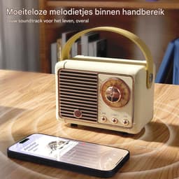 Ynkkvre - Retro bluetooth speaker - vintage decor - draagbare draadloze bluetooth speaker -Wit — thumbnail 5