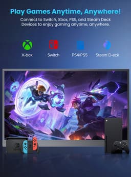 UPERFECT Portable Monitor 17.3" Gaming Monitor 2K 144Hz IPS 100% sRGB Draagbare monitor met VESA-bevestiging voor PS5/PC/Streaming with Dual USB-C/VESA Mount,for Laptop/Switch/MacBook (VESA Mount ) — thumbnail 5