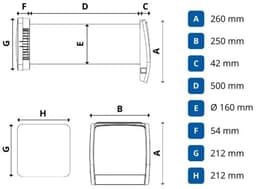 Airflow 160A – decentrale ventilatie met warmteterugwinning – Ø160 mm – 60 m³/u – voor kamers en aparte ruimtes — thumbnail 5