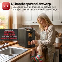 Turbotronic AF510D - Dubbele Airfryer - 11L - Airfryer XXL - Heteluchtfriteuse - Dual Heating - 50ºC tot 200ºC - 6 Kookprogramma's - Zwart — thumbnail 4