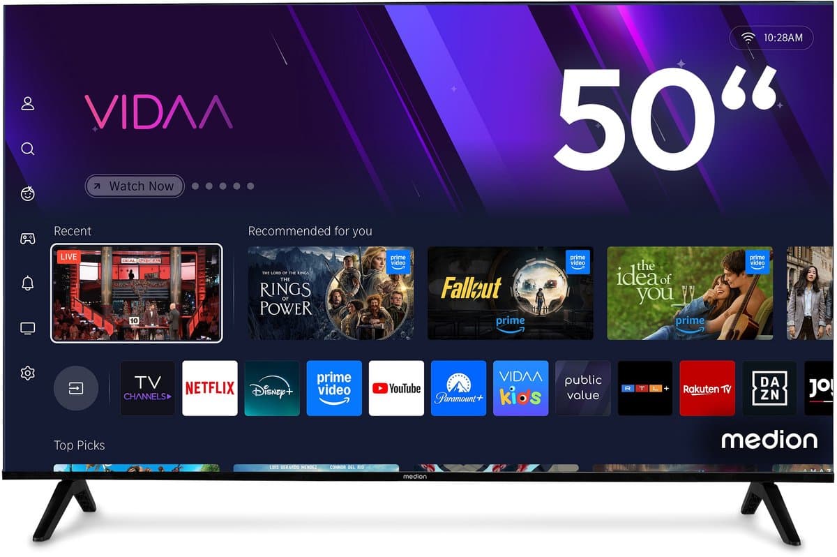 MEDION 125,7 cm (50″) Ultra HD TV (Smart-TV, 4K, HDR10, VIDAA Store, Prime Video, Disney+, DAZN, Paramount+, HbbTV, PVR, Bluetooth, MD 850301) — afbeelding 1