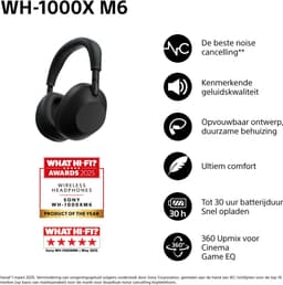 Sony WH-1000XM6 - Draadloze koptelefoon met Noise Cancelling - Zwart — thumbnail 5