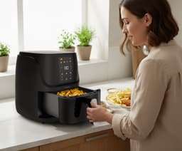 Tomado TAF3010B - Airfryer - Heteluchtfriteuse - 3 liter inhoud - Digitaal display - 300 gr friet - PFAS vrij — thumbnail 2