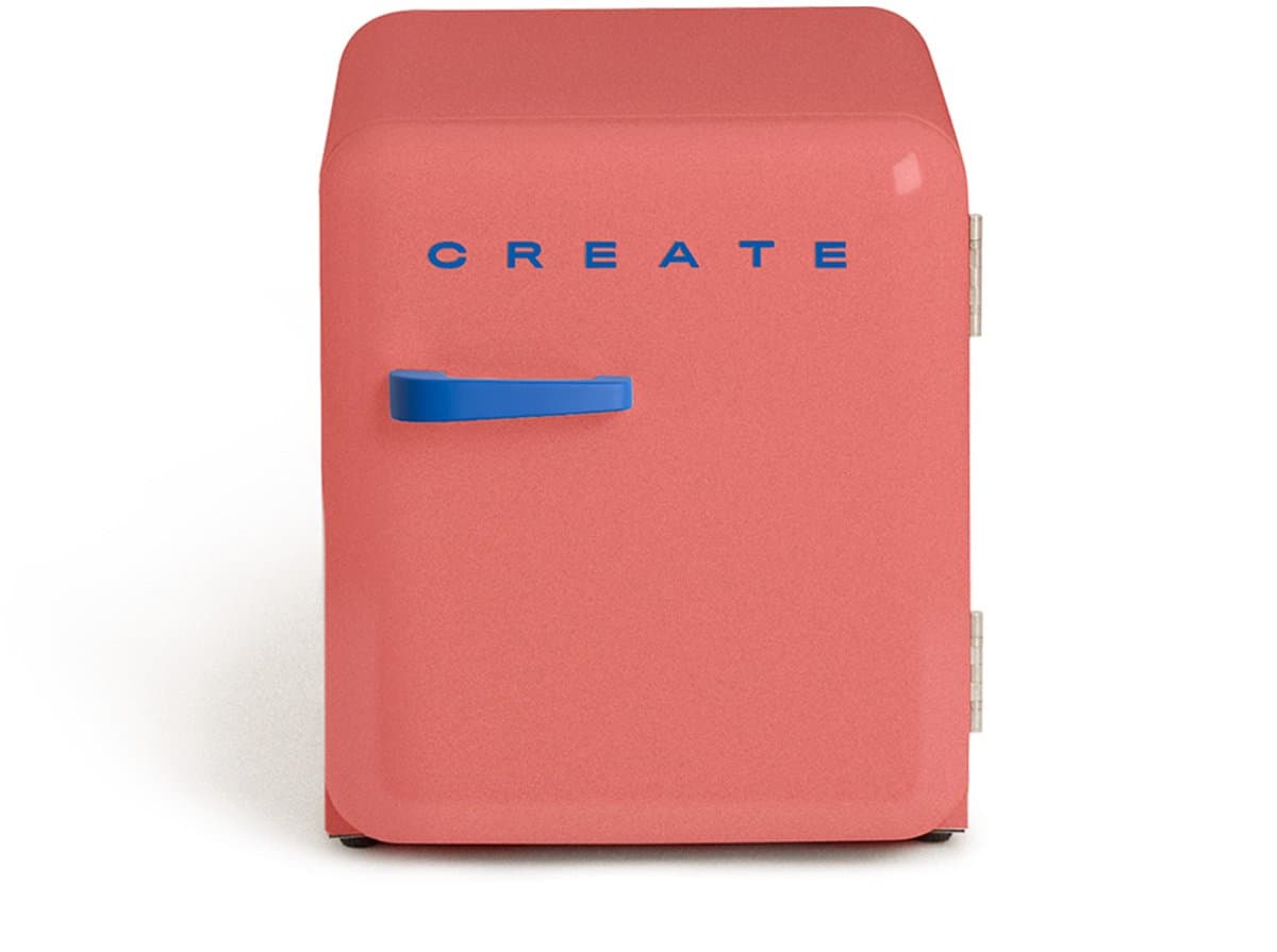 CREATE - Koelkast in retrostijl - Terracotta - Handvat Kobaltblauw - FRIDGE RETRO 48L — afbeelding 1