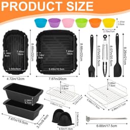 Heteluchtfriteuse accessoires geschikt Voor Philips Dual Basket Airfryer 3000-serie 6L/3L - 22 stuks Airfryer siliconen vorm accessoireset - grillrooster, cake broodvorm geschikt voor Philips Airfryer Dual Basket 3000 Series NA350 — thumbnail 10