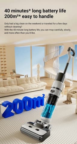 Lunekiss Draadloze nat- en droog stofzuiger met dweilfunctie – 15000 Pa zuigkracht – zelfreinigend – vloerreiniger met accu — thumbnail 13