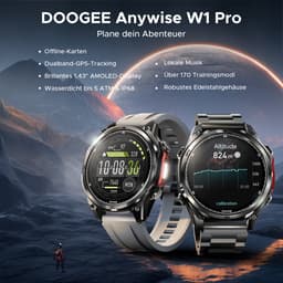 DOOGEE Anywise W1 Pro -Militair smartwatch-AI spraakbesturing-5ATM-Dual band GPS-Offline kaarten-170 sportmodi-1,43 inch AMOLED-Fitnesstracker-Bellen en gebeld worden-18 dagen extra lange batterijduur-Zaklamp-Geschikt voor Android en iPhone — thumbnail 10