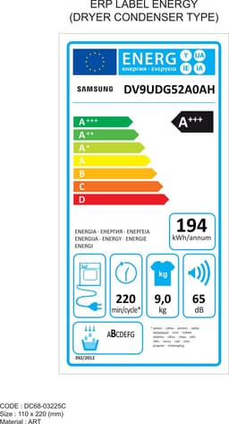 Samsung DV9UDG52A0AHEN Wasdroger - Warmtepompdroger - 9kg - Wit - NL/FR — thumbnail 2