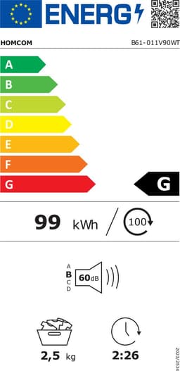 HOMCOM Wasdroger Roestvrij staal, ABS 48L x 40B x 56H cm Wit — thumbnail 2