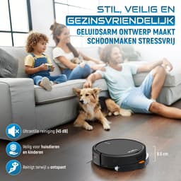 Powell Robotstofzuiger - Robotstofzuiger met Dweilfunctie - Robotstofzuiger met Laadstation - Robot Stofzuiger - Dweilrobot - Zwart — thumbnail 2