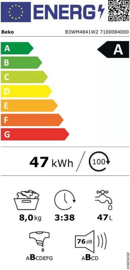 Beko B3WM4841W2 - Selective Line - EnergySpin - wasmachine 8 KG — thumbnail 2