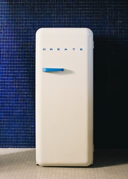 CREATE - Koelkast in retrostijl - Gebroken wit - Handvat Kobaltblauw - FRIDGE RETRO 281L — thumbnail 4