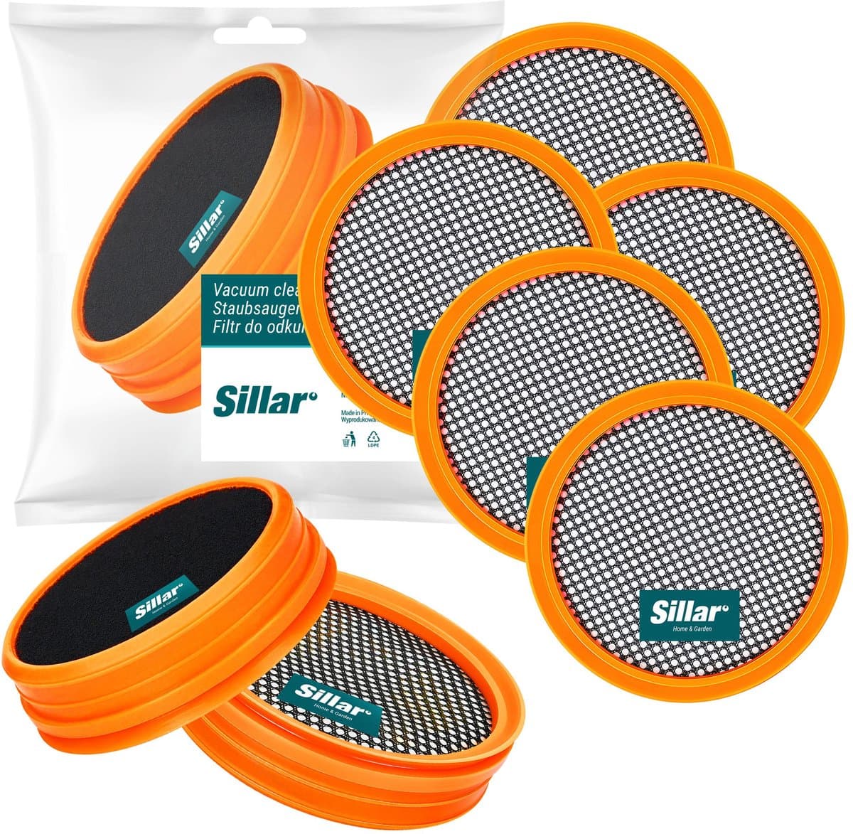 Sillar, set 5 filters voor stofzuiger, wasbaar stofzuigerfilter, vervanging FC8009 / CP0948, geschikt voor steelstofzuiger Philips SpeedPro 5000, 5000 AQUA — afbeelding 1