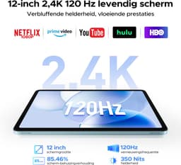 Aorlym P12 - Tablet - 48 GB RAM (8+40 GB) - 128 GB ROM (2TB/TF) - 12 inch 2K 120 Hz IPS - Android 16 - 10000 mAh /18 W - T7280 OctaCore - Dubbele camera - WiFi 5 - Bluetooth - Face ID - Toetsenbord - Stylus meegeleverd - Grijs — thumbnail 6