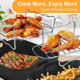 OIMG Vierkante Heteluchtfriteuse Accesoires Set - 18 Stuks - Geschikt voor philips Airfryer Dual Basket 3000 Series NA350 Airfryer-accessoires - Complete Accessoireset - Waaronder siliconenvorm/heteluchtfriteuse-accessoires/grill/broodvormen/tangen — thumbnail 3