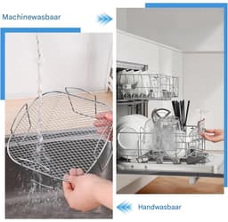 Grillrooster - Grillrooster voor airfryer - Geschikt voor grillroosters van heteluchtfriteuses - Geschikt voor Cosori 5.5L, 6.4L, XXL, Ninja Speedi AF180EU, Philips XXL airfryers, enz. - Roestvrij staal — thumbnail 3