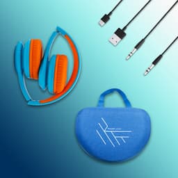 PowerLocus PLED Draadloze Koptelefoon Over-Ear voor Kinderen - LED lampjes - met Microfoon - Micro SD poort - Blauw/Oranje — thumbnail 6