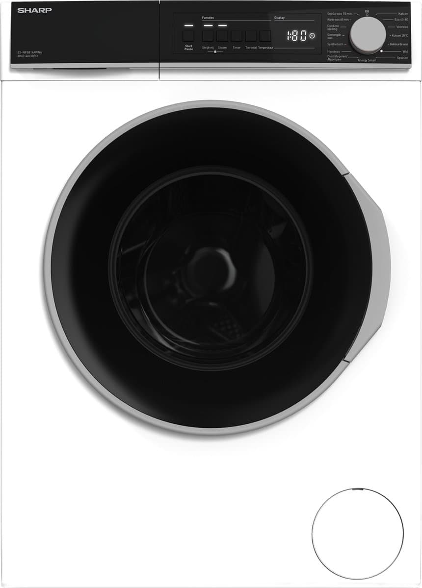 Sharp ESNFB914AWNABX Wasmachine 9KG | Energiezuinig | 1400 toeren | Stil en Efficiënt | Perfect voor Gezinnen — afbeelding 1