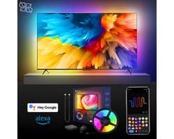 Glowinh Premium Tv Backlight- Led Verlichting - 55-65 Inch -Ambilight - Ambient Light - Led Verlichting TV - Ledstrips - Ledstrip -Led Light Strips - App Gebruik Tuya/Smartlife- Led Strips - Led Light - Gaming - Tv - Laptop - Alexia & Google