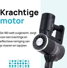 MOA Steelstofzuiger Draadloos - Zonder Zak - Op Accu - 2-in-1 - 180W - Vacuum Cleaner - Zwart - Draadloze stofzuiger — thumbnail 7