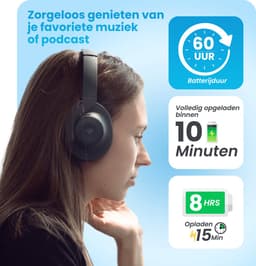 Golden Sound Draadloze Koptelefoon - Active Noise Cancelling - Ambient Mode - 60+ batterijduur - Over ear - Conversation mode - Koptelefoon bluetooth - Hybrid ANC tot 40dB - Koptelefoons — thumbnail 8