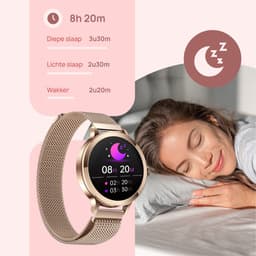 SAMMIT Smartwatch Dames - Goud - Full Touchscreen – IOS en Android – Stappenteller - Met Roze Bandje - 36mm — thumbnail 7