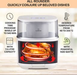 Klarstein Heteluchtfriteuse, XL Airfryer om te Frituren, Friteuse met Stoomfunctie, Temperatuurkeuze en 16 Programma’s, Airfryer voor Heteluchtfrituren, Heteluchtfriteuse zonder Olie 1500 W, 7,5 Liter — thumbnail 4