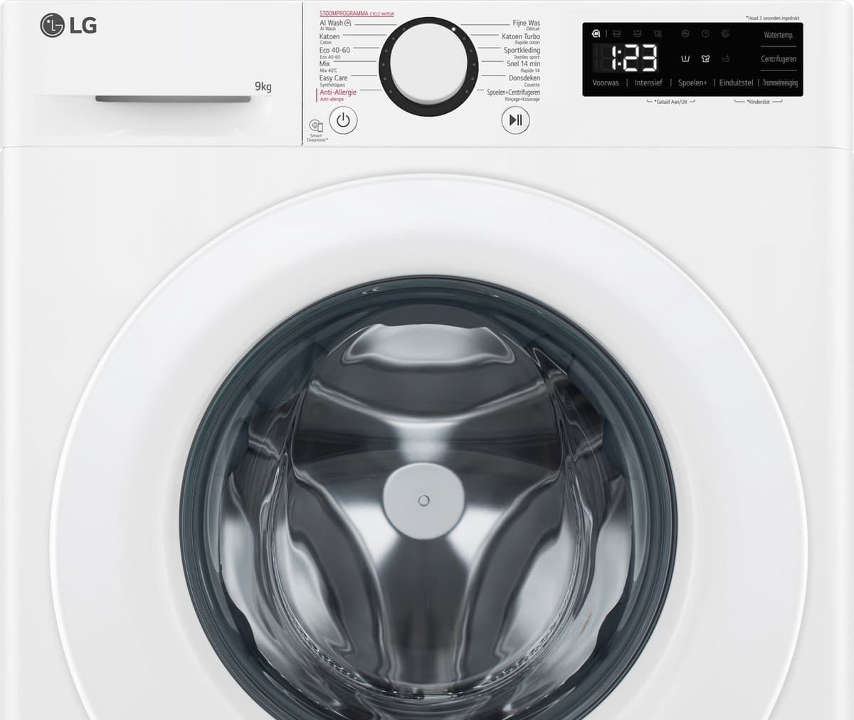 LG GC3R309S3 wasmachine 9 kg met AI DD voor slimme en zorgzame bewegingen, hygiënisch wassen met stoom, 6 Motion voor de beste stofverzorging en stille Inverter Direct Drive motor. Energieklasse A-10% — afbeelding 1