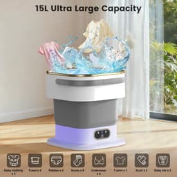 Mini Wasmachine met Centrifuge - Voor Kleine Wasgoed - Meerdere Programma's - camping — thumbnail 6