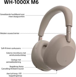 Sony WH-1000XM6 - Draadloze koptelefoon met Noise Cancelling - Beige — thumbnail 5