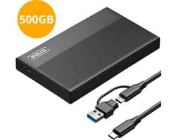 Rolio Externe Harde Schijf Pro - USB 3.1 en USB C - 1Gbps snelheid - 500GB Opslag