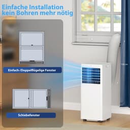 4-in-1 Mobiele Airco - Draagbare Airconditioner - 4-in-1 Koelen, Ontvochtiger, Ventilator & Slaapstand - 9000 BTU - voor 20-30 m² - met Afstandsbediening & 24-uurs Timer - Wit — thumbnail 10