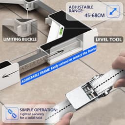 Universele stapelset voor wasmachine en droger, verstelbaar tussenbouwframe 45-68 cm, wit - Plaatsbesparende oplossing met trillingsdemping en bevestigingsriemen — thumbnail 6