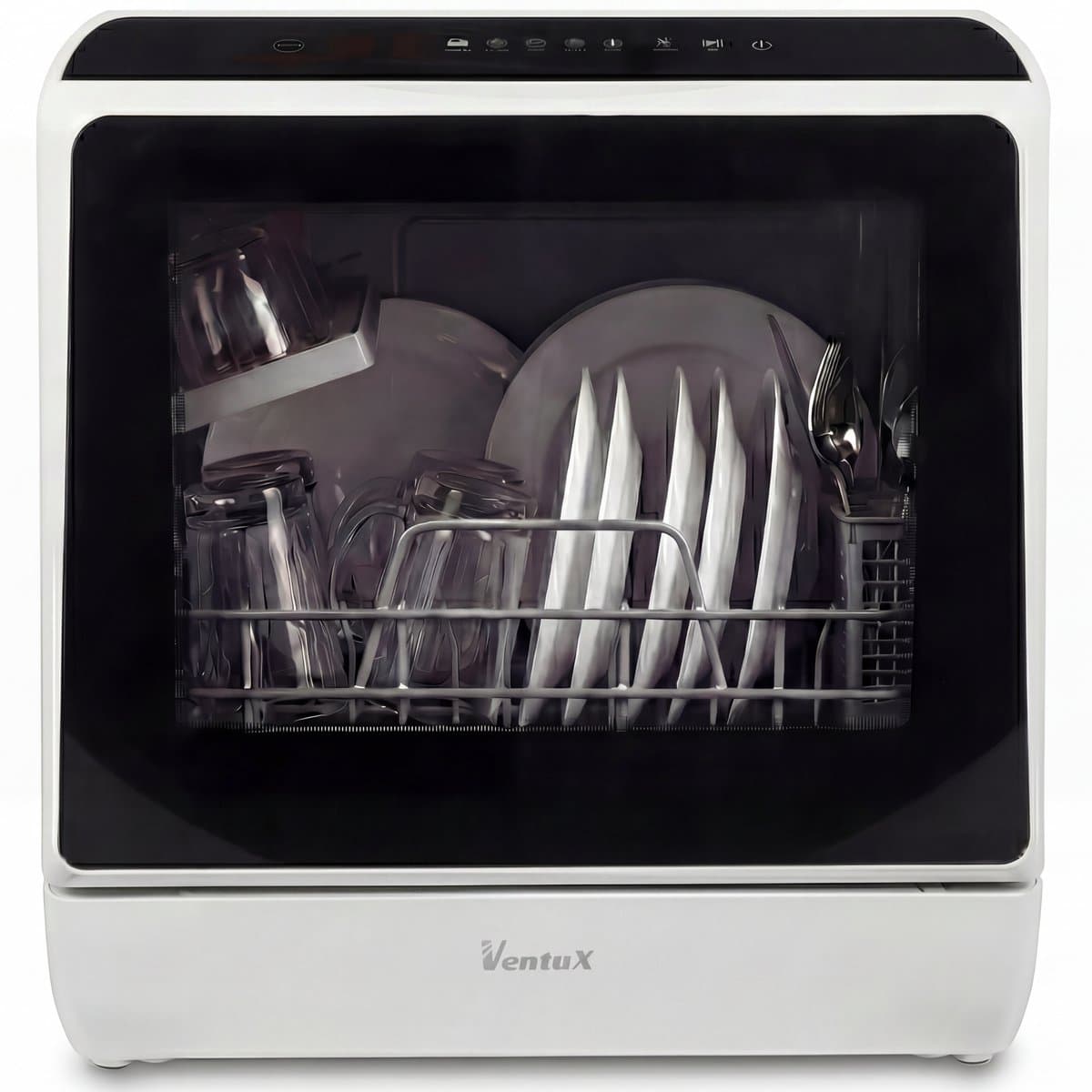 Ventux® Mini Vaatwasser Incl. App – Afwasmachine – 5 Programma’s – 900 Watt – 42,5 x 42,8 x 45,8 cm - Wit — afbeelding 1