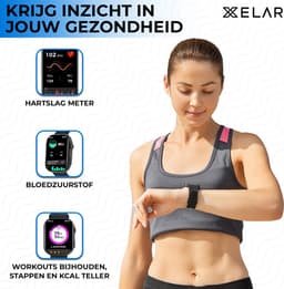 Xelar Slim - Smartwatch - Heren & Dames - Horloge - Bellen - Hartslagmeter, Saturatiemeter & Bloeddrukmeter - Kcal Teller - HD Touch Screen - Geschikt voor iOS & Android - Zwart — thumbnail 3