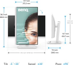 BenQ QHD Ergonomische 27 inch LED Monitor GW2790QT - LED - 1440p - 75Hz - IPS - 2 x 2W speakers - USB-C (65W) - Daisy Chain via DP-out — thumbnail 3