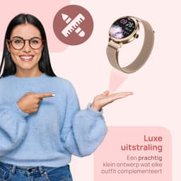 SAMMIT Smartwatch Dames - Goud - Full Touchscreen – IOS en Android – Stappenteller - Met Roze Bandje - 36mm — thumbnail 8