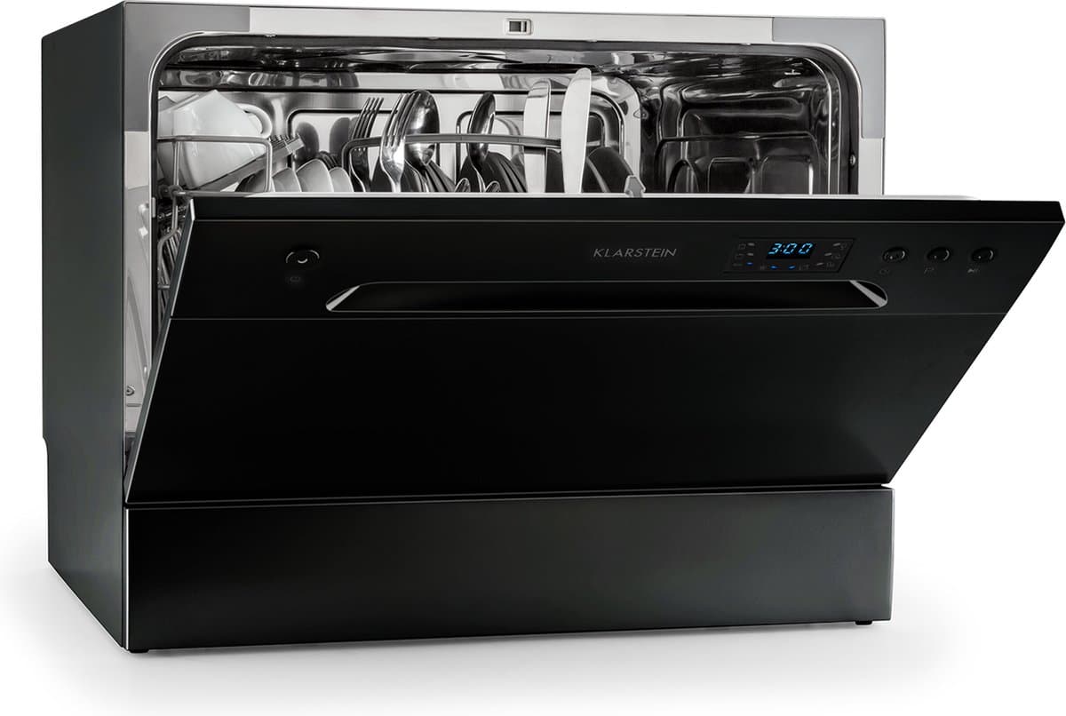 Klarstein Vaatwasser Amazonia 6 - Mini - Vrijstaand - Afwasmachine - 6 Programma's - 55 x 43,5 x 49,5 cm - Zwart - Tafelvaatwasser - 6 Maatgedekken 49 dB 50 cm 1380W - AquaStop Inbouw - glas - Dishwasher - Vaatwasmachine — afbeelding 1