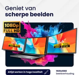HoriVue Portable Monitor Max 15.6 Inch - Triple Screen - Full HD 60Hz - Draagbare Monitor - Extra Scherm Laptop - Laptop Scherm Uitbreider - Plug & Play - Geschikt voor Apple en Windows - Inclusief Beschermhoes - Tri Screen — thumbnail 10