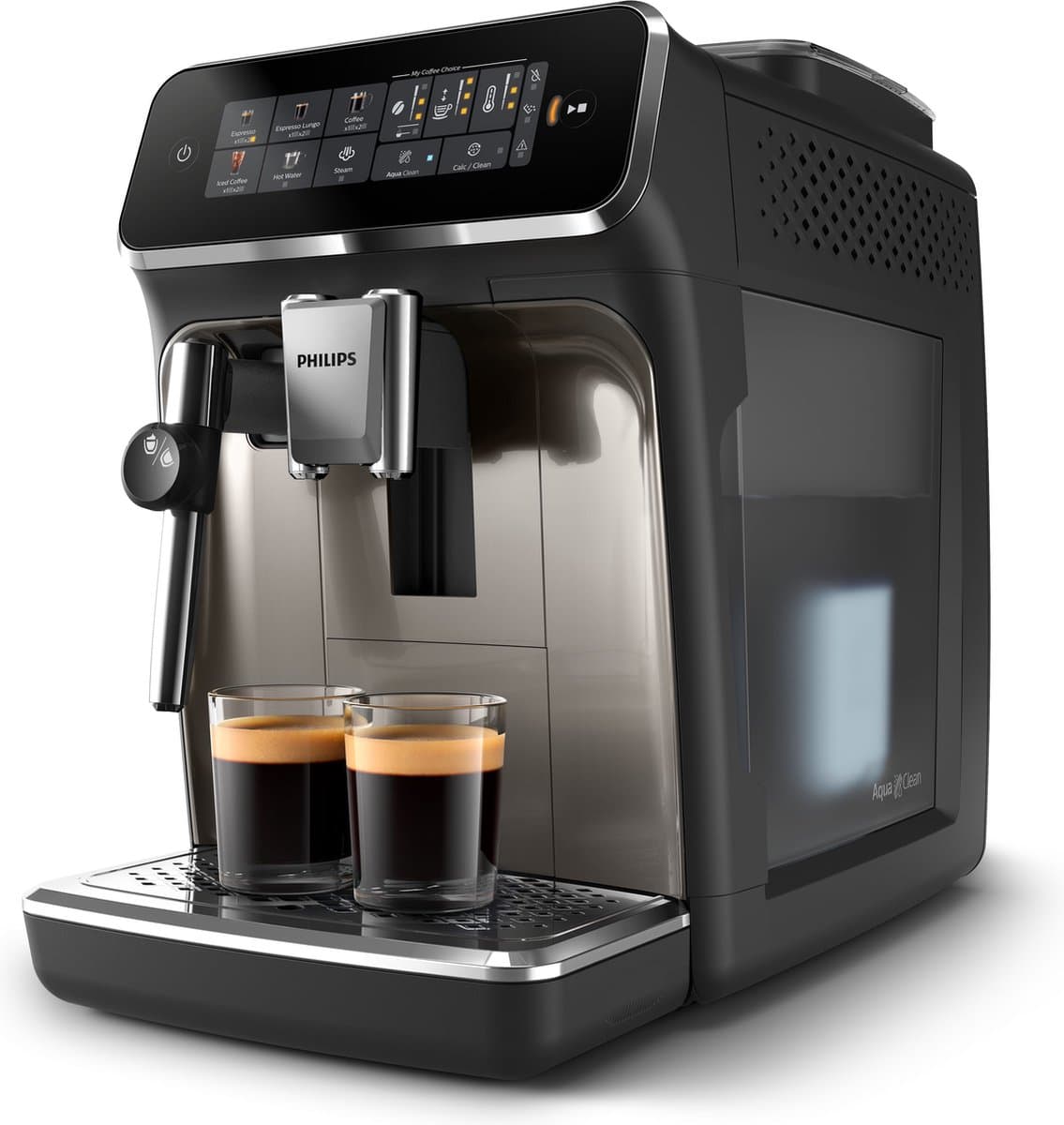 Philips 3300 Series EP3326/90 - Espressomachine - 4 Soorten Koffie + Heet Water - Zwart / Chroom - + AquaClean Filter — afbeelding 1