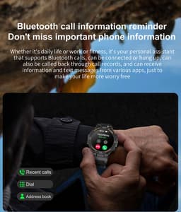 Knobbout 1.52" (3.8cm) Schokbestendig Sport Smartwatch - Zijwaartse LED-verlichting-Bloeddrukmeting, hartslag monitoring en bloedzuurstof (SpO₂)-controle- Bluetooth belfunctie - Sedentaire herinnering-Sedentaire herinnering-Zwart stall+ siliconenband — thumbnail 16