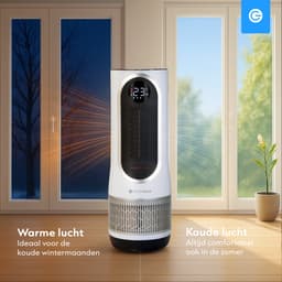Luchtreiniger Hot & Cold 3-1 met Vervangbaar HEPA 13 Filter met App & Afstandsbediening - Air Purifier - Air Cleaner - Koolstoffilter - 80 m3 - 1500 W- Wit - Tegen Hooikoorts, Huisstofmijt, Allergie - Silvergear — thumbnail 9
