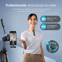 Strolox® Draadloze Microfoon Pro - 2 Stuks - Lavalier - Windshields - Dasspeld - Lange Batterij - USB-C/Lightning - Plug & Play — thumbnail 2