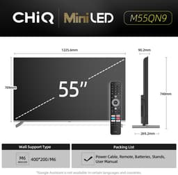 CHiQ M55QN9G - Smart TV 55 Inch - 4K Mini LED - QLED Smart TV - Google TV 5.0 - Dolby Vision - 2025 — thumbnail 3