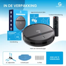 CleanWise Henk Duo Pack – 2× Robotstofzuiger met dweilfunctie en laadstation – 4500 Pa zuigkracht, app- en spraakbediening – ideaal voor huisdieren, harde vloeren & tapijt — thumbnail 10