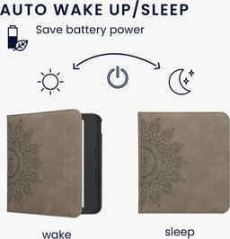 kwmobile ereader hoesje van kunstleer - geschikt voor Kobo Libra Colour - Met magneetsluiting - In grijs Opkomende Zon design — thumbnail 9