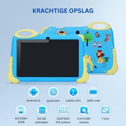 White-Label® Kindertablet Vanaf 3 Jaar - Tablet Kinderen - Kinderspeelgoed - Blauw — thumbnail 4